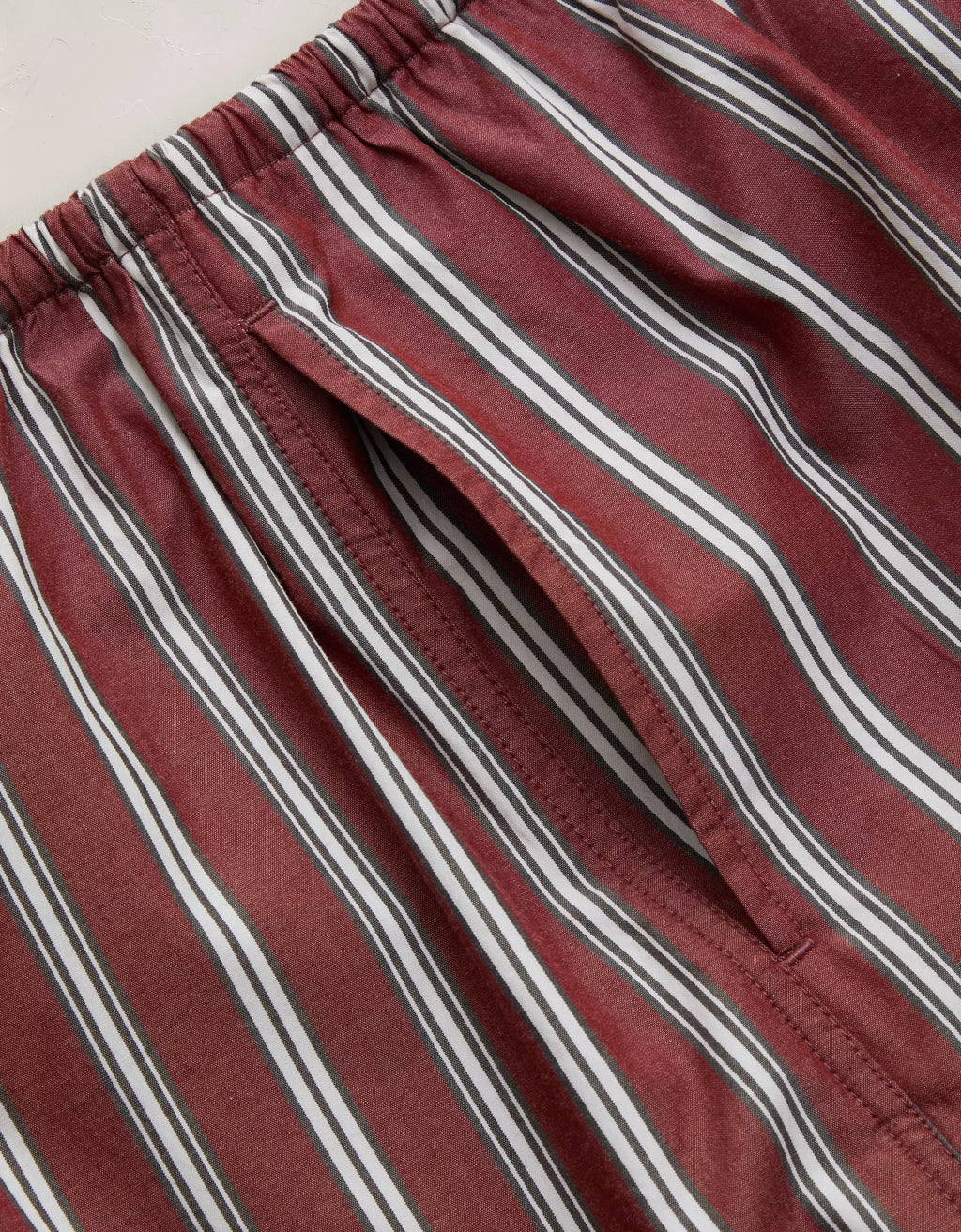 Multi Stripe High-Waist Elastic Drawstring Poplin Cotton Pull-On Shorts