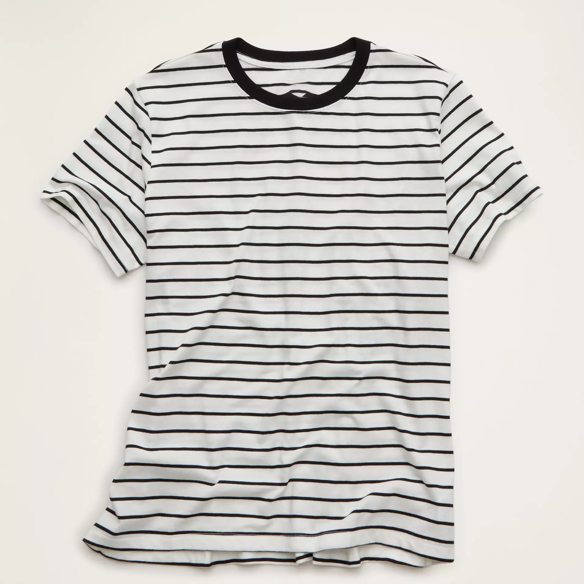 Charcoal Stripe Contrast Ringer Crew Neck Cotton Everyday T-Shirt