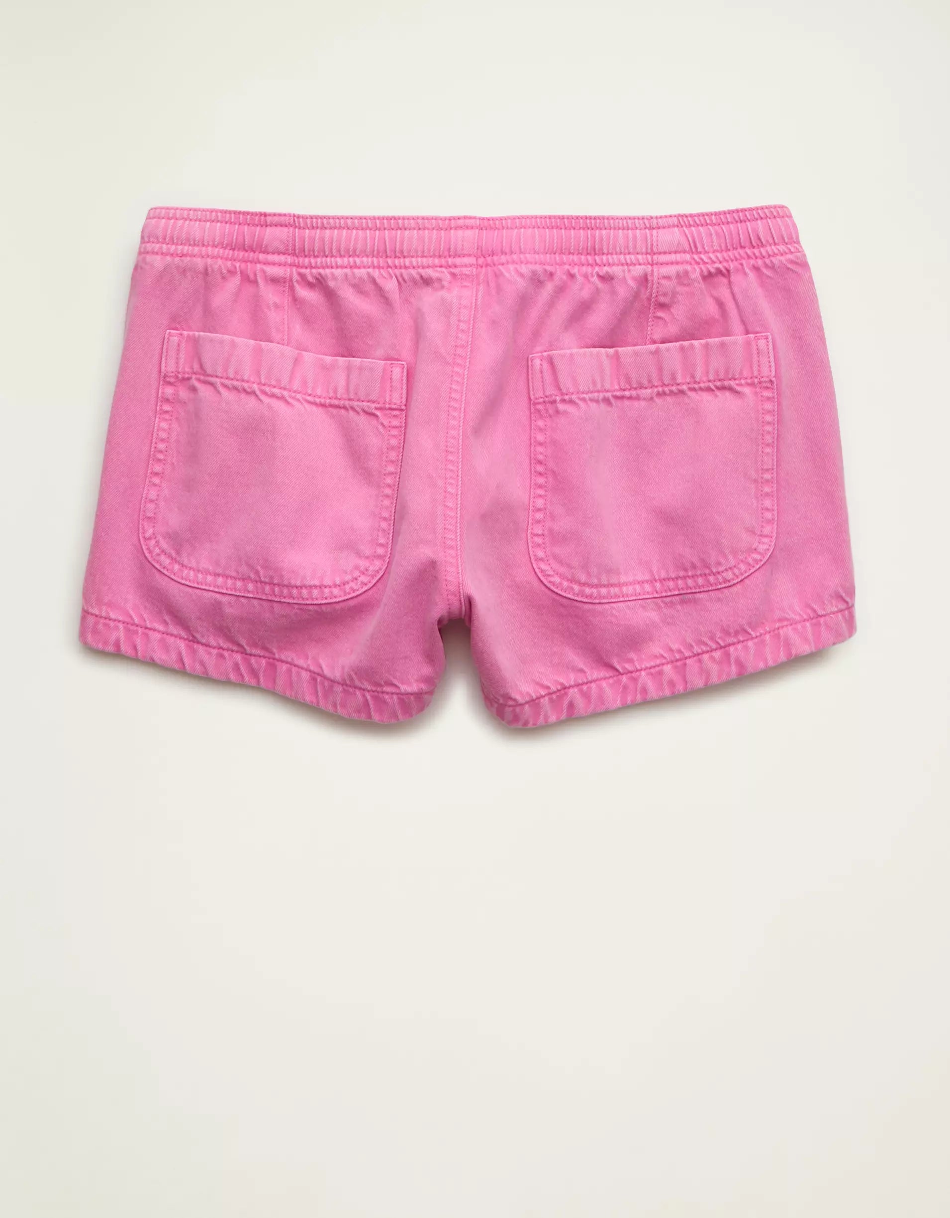 Starlet Pink Super Low-Rise Drawstring Pull-On Woven Cotton Casual Shorts